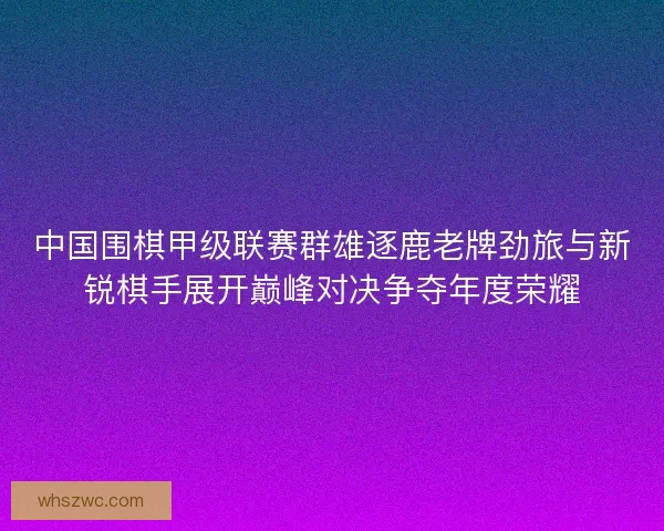 中国围棋甲级联赛群雄逐鹿老牌劲旅与新锐棋手展开巅峰对决争夺年度荣耀